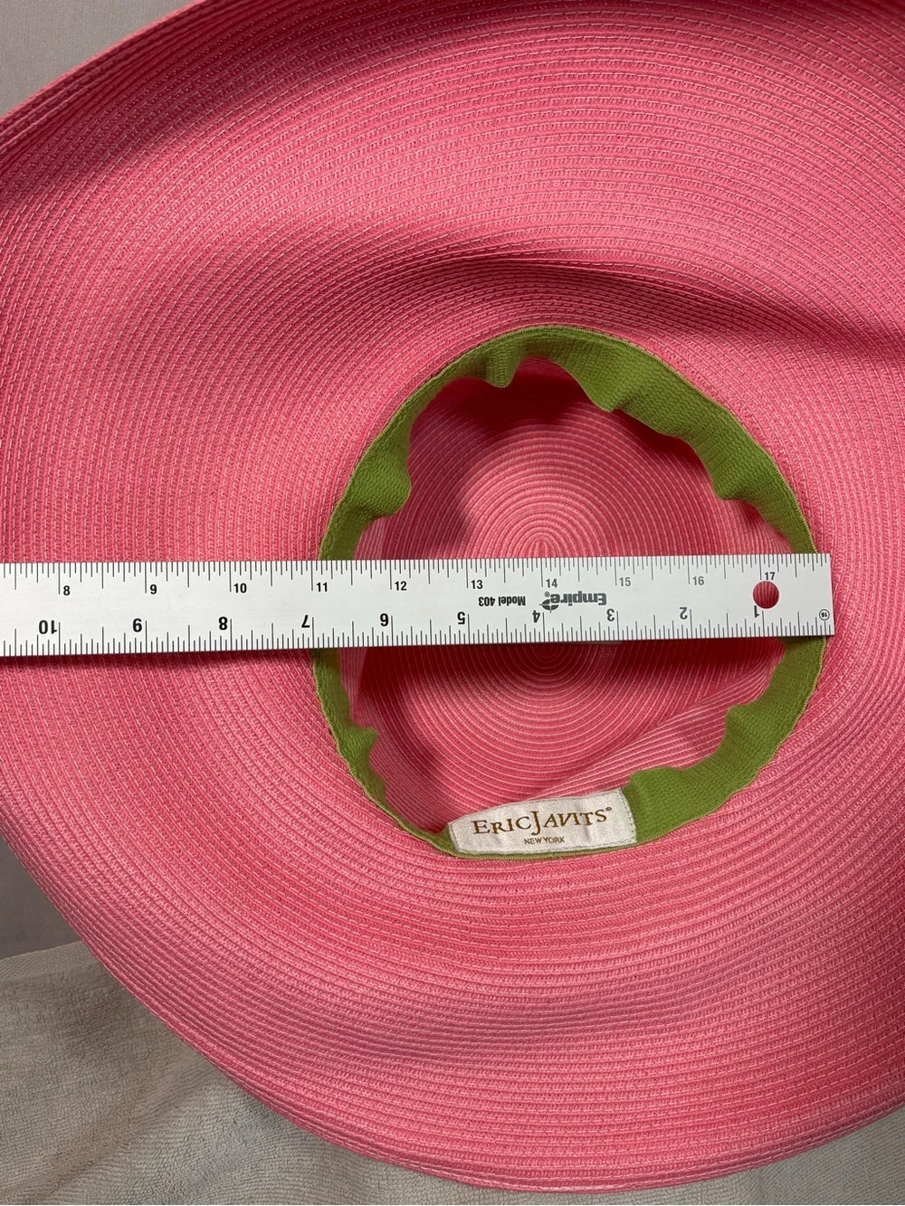 Eric Javits Pink Squishee Wide Brim Sun Hat Floppy Packable Travel Straw Hat bow